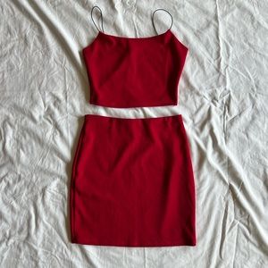 Red Crop Tank & Mini Skirt